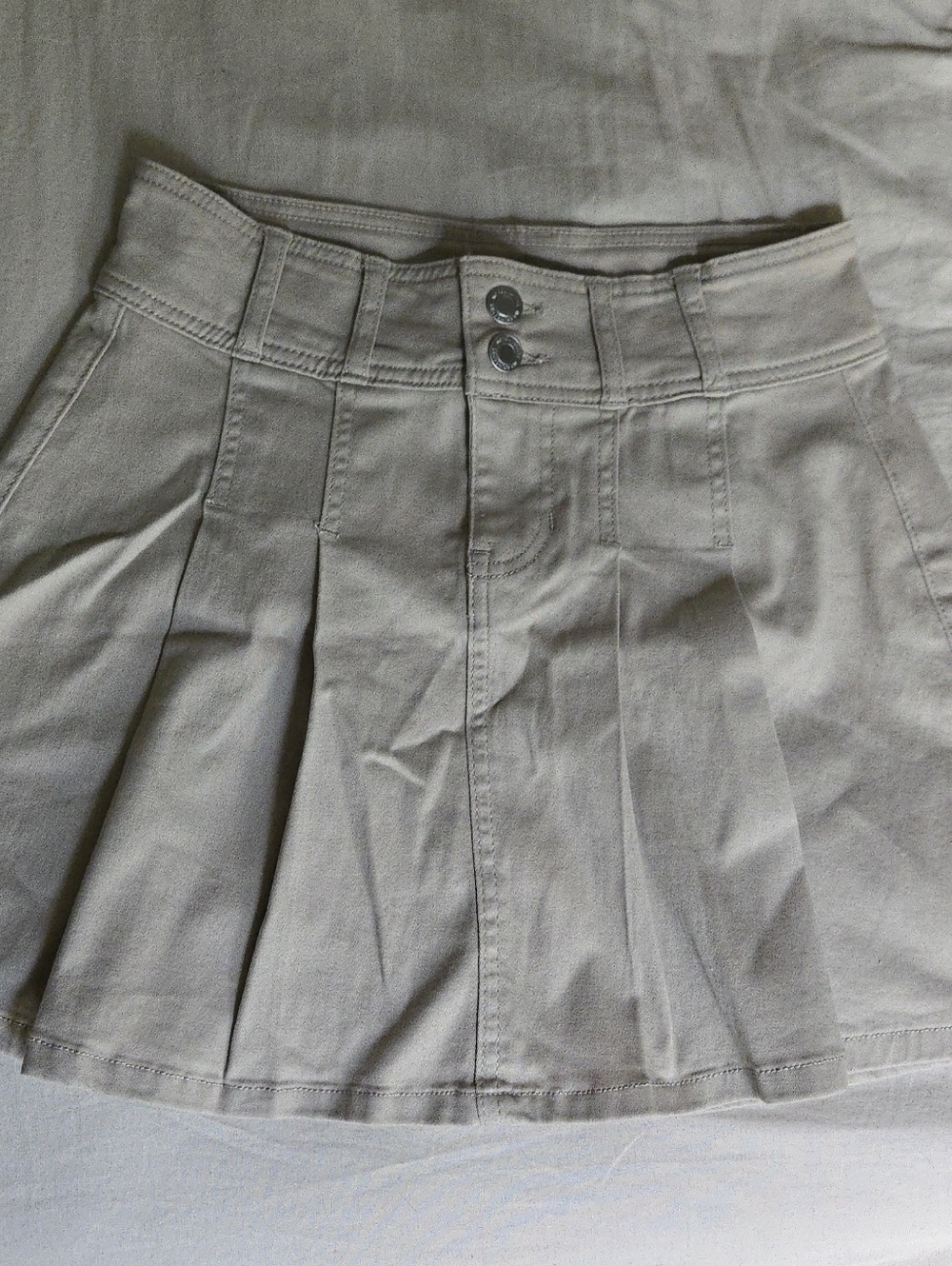 No Boundaries Khaki Snap-Front Mini Skirt